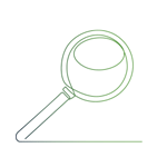 Discover your natural success icon of magnifying glass on white background