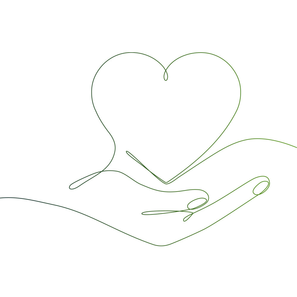 Natural success heart held by hands icon on white background